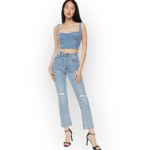 Denim Forum The  Arlo High Rise Straight 7 Yrs Potr Ths Bleu Rp 25